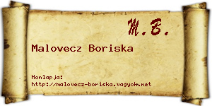 Malovecz Boriska névjegykártya